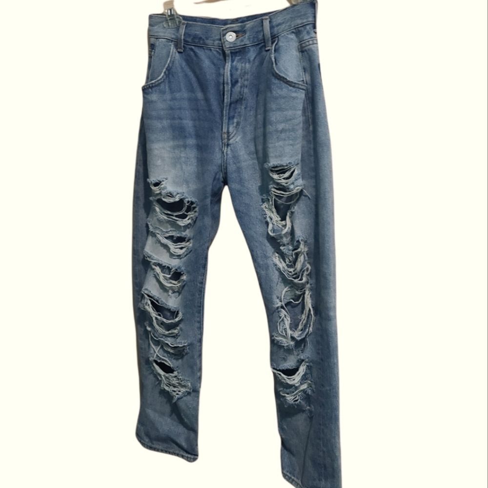 Moussy distressed straight high rise jeans 25